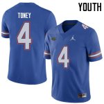 Youth Florida Gators #4 Kadarius Toney NCAA Jordan Brand Royal Authentic Stitched College Football Jersey EQF4762WY